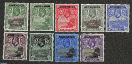 Ascension 1922 Definitives, Overprints On St.Helena Issues 9v, Unused (hinged), Transport - Ships And Boats - Ships