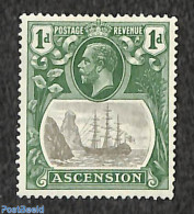 Ascension 1924 Definitive 1v, Bright Bluegreen/black, Unused (hinged), Transport - Ships And Boats - Barcos
