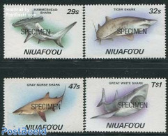 Niuafo'ou 1987 Sharks 4v, SPECIMEN, Mint NH, Nature - Fish - Sharks - Fishes