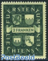 Liechtenstein 1939 2Fr, Stamp Out Of Set, Mint NH, History - Coat Of Arms - Neufs