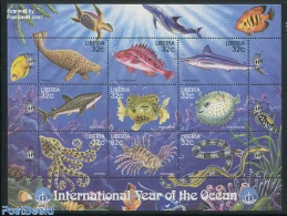 Liberia 1998 Int. Ocean Year 9v M/s, Mint NH, Nature - Fish - Sea Mammals - Sharks - Fische