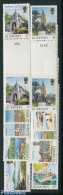 Guernsey 1985 Definitives 10 Gutter Pairs, Mint NH, Religion - Sport - Transport - Churches, Temples, Mosques, Synagog.. - Eglises Et Cathédrales