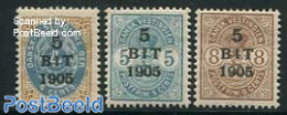 Danish West Indies 1905 Overprints 3v, Mint NH - Danimarca (Antille)