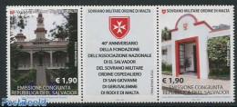 Sovereign Order Of Malta 2014 Salvador Fund, Joint Issue El Salvador 2v+tab [:T:], Mint NH, Various - Joint Issues - Emissioni Congiunte