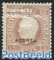 Azores 1882 15R, Perf. 12.5, Stamp Out Of Set, Unused (hinged) - Azores