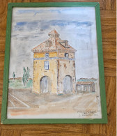 1996 GAILLAC Aquarelle Pigeonnier De La Maison Familiale Rurale Bel Aspect Par Claude MARTEL - Wasserfarben