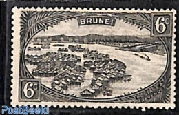 Brunei 1924 6c, (38mm), WM Script.CA, Stamp Out Of Set, Unused (hinged), Transport - Ships And Boats - Barcos