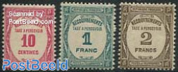 France 1931 Postage Due Overprints 3v, Unused (hinged) - Other & Unclassified