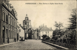 CPA Poperinghe Poperinge Westflandern, Place Berten, Kirche Saint-Bertin - Autres & Non Classés