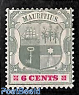 Mauritius 1899 6c, Stamp Out Of Set, Unused (hinged), History - Transport - Coat Of Arms - Ships And Boats - Schiffe