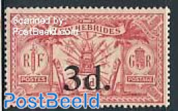 New Hebrides 1920 3p On 1p, Stamp Out Of Set, Mint NH - Ongebruikt