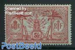 New Hebrides 1912 5Fr, Stamp Out Of Set, Unused (hinged) - Neufs