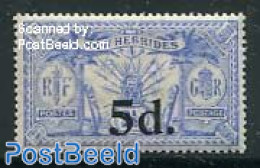 New Hebrides 1920 5p On 2.5p, Stamp Out Of Set, Unused (hinged) - Unused Stamps