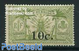New Hebrides 1920 10c On 5c, Olivegreen, Stamp Out Of Set, Mint NH - Ongebruikt