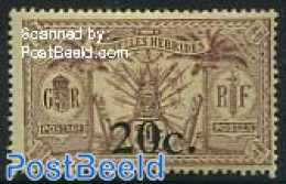 New Hebrides 1920 20c On 30c, WM Multiple Crown, Stamp Out Of Set, Unused (hinged) - Neufs