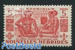 New Hebrides 1953 5Fr, Stamp Out Of Set, Mint NH, History - Ongebruikt