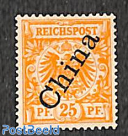China (before 1949) 1898 German Post, 25Pf, Steep Overprint, Unused (hinged) - Sonstige & Ohne Zuordnung