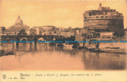 R671967 Roma. Ponte E Castel S. Angelo Con Veduta Del S. Pietro. E. Risi - Monde