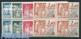 France 1980 Precancels 4v, Blocks Of 4 [+], Mint NH, Art - Castles & Fortifications - Unused Stamps