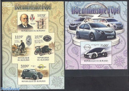 Burundi 2012 150 Years Opel 2 S/s, Imperforated, Mint NH, Sport - Transport - Various - Cycling - Automobiles - Textiles - Cyclisme