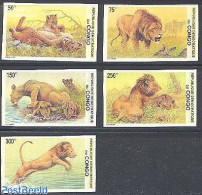Congo Dem. Republic, (zaire) 2002 Lions 5v, Imperforated, Mint NH, Nature - Animals (others & Mixed) - Cat Family - Other & Unclassified