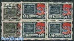 Russia, Soviet Union 1943 Teheran Conference 2v, Blocks Of 4 [+], Mint NH, History - World War II - Unused Stamps