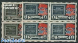 Russia, Soviet Union 1943 Teheran Conference 2v, Blocks Of 4 [+], Mint NH, History - World War II - Ongebruikt