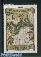 Brazil 1972 1Cr, Stamp Out Of Set, Mint NH, Various - Maps - Neufs