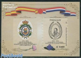 Paraguay 2014 Spanish Language Academy S/s, Mint NH, History - Nature - Coat Of Arms - Flags - Flowers & Plants - Paraguay