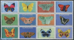Suriname, Republic 2015 Butterflies 12v, Sheetlet, Mint NH, Nature - Butterflies - Suriname