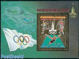 Central Africa 1979 Olympic Games Moscow S/s, Unused (hinged), Sport - Athletics - Olympic Games - Swimming - Leichtathletik