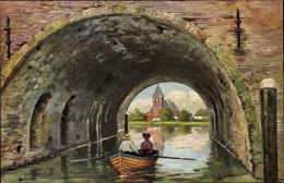 Artiste CPA Gerstenhauer, Johann Georg, Niederländisches Motiv, Kanalbrücke, Boot - Autres & Non Classés