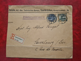 LETTRE   SAARBRUCKEN POUR Sarrebourg 1921 RECOMMANDE ENTETE HALSKE TECHNISCHES BUREAU AVEC SIEGELMARKE - Autres & Non Classés