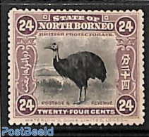 North Borneo 1909 24c, Stamp Out Of Set, Unused (hinged), Nature - Birds - North Borneo (...-1963)
