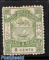 North Borneo 1888 8c, Stamp Out Of Set, Unused (hinged), History - Transport - Coat Of Arms - Ships And Boats - Barcos