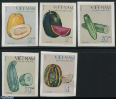 Vietnam 1970 Fruits 5v, Imperforated, Mint NH, Nature - Fruit - Frutas