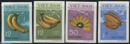 Vietnam 1970 Bananas 4v, Imperforated, Mint NH, Nature - Fruit - Frutta