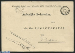 Netherlands, Kleinrond Cancellations 1893 Ambtelijke Mededeeling From Hardenberg To Dalfsen, Postal History - Other & Unclassified