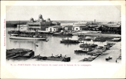 CPA Port Said Ägypten, Blick Auf Den Kanaleingang Mit Dem Firmenbüro - Autres & Non Classés