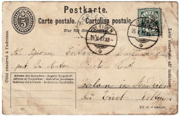 Belle-Époque Switzerland Postcard - Seals Terlan / St. Fiden 26.05.1907 - Stamp HELVETIA 5 - Entiers Postaux