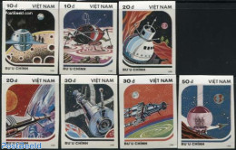 Vietnam 1988 Space Exploration 7v, Imperforated, Mint NH, Transport - Space Exploration - Other & Unclassified