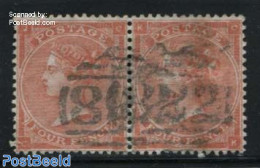 Great Britain 1862 4p, Plate 4, Used Pair, Used Stamps - Autres & Non Classés