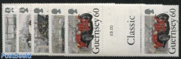 Guernsey 1994 Automobiles 5v, Gutterpairs, Mint NH, Transport - Automobiles - Auto's