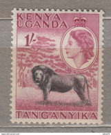 UGANDA KENYA TANGANYIKA 1954 QEII Fauna Lion 1sh MNH(**) Mi 100 #Fauna982 - Big Cats (cats Of Prey)