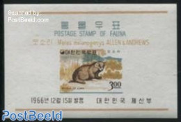 Korea, South 1966 Badger S/s, Mint NH, Nature - Animals (others & Mixed) - Korea (Süd-)