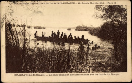 CPA Brazzaville Congo Français, Bade Während Eines Spaziergangs Am Ufer Des Kongo - Sud Africa