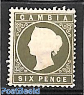 Gambia 1886 6d, WM Crown-CA, Stamp Out Of Set, Unused (hinged) - Gambia (...-1964)