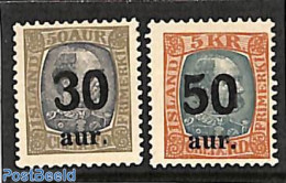 Iceland 1925 Overprints 2v, Unused (hinged) - Ongebruikt