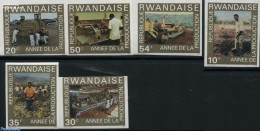 Rwanda 1975 Productivity Year 6v, Imperforated, Mint NH, Various - Agriculture - Export & Trade - Industry - Landbouw