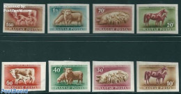Hungary 1951 Domestic Animals 8v, Imperforated, Mint NH, Nature - Animals (others & Mixed) - Unused Stamps